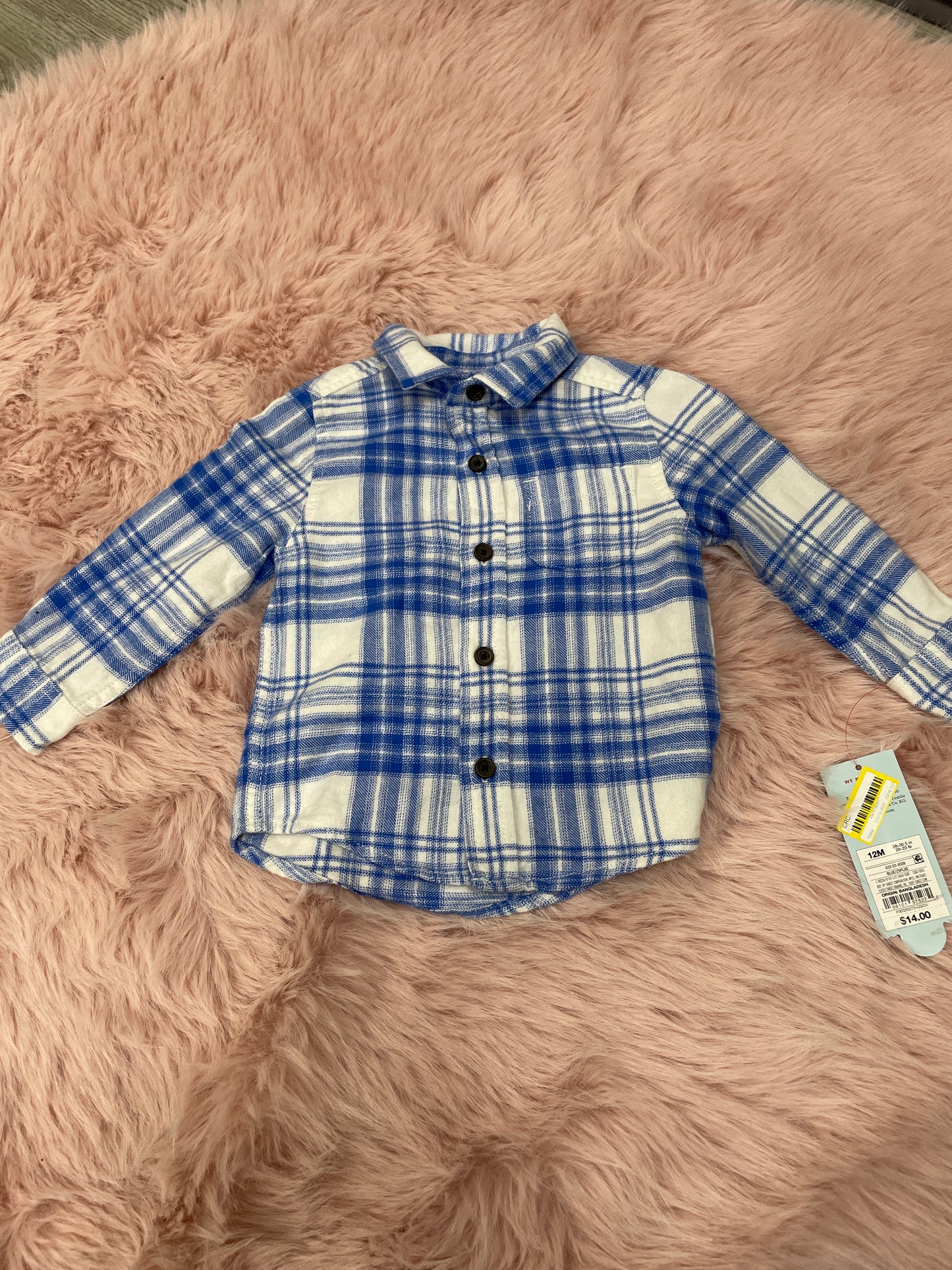 Cat and Jack Winter Top 2t Blue/White Plaid