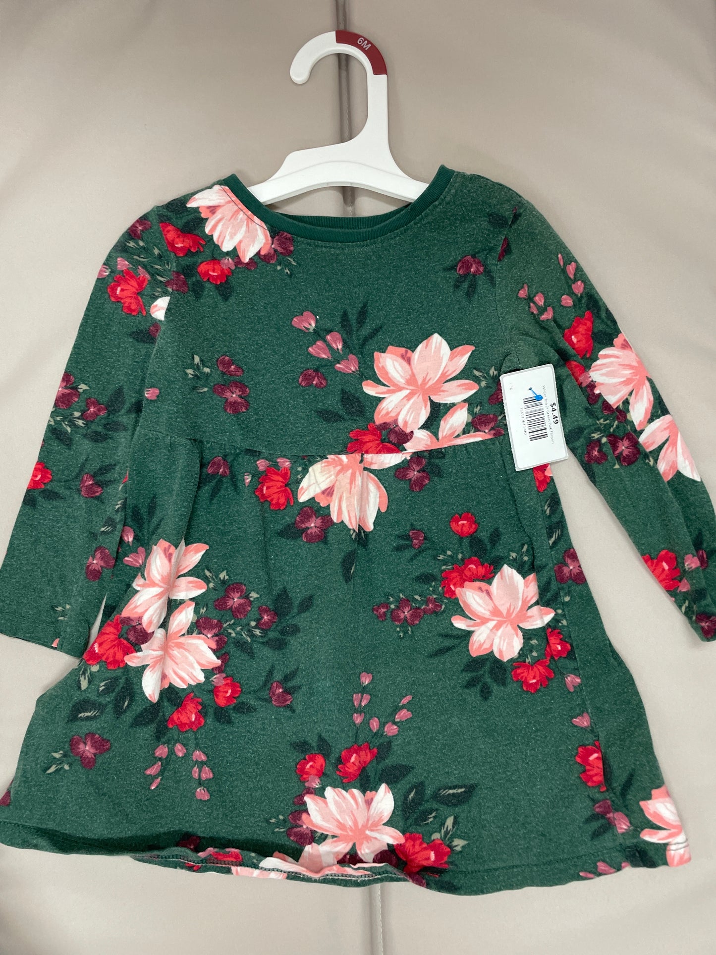 Winter Top 2t Green/Pink Flowers
