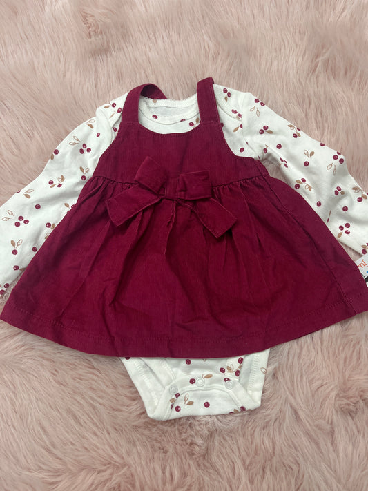 Carters Winter Set 3m corduroy dress burgundy
