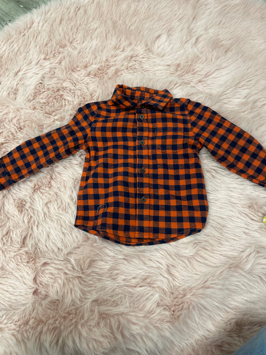 Cat and Jack Winter Top 5t orange/navy Plaid