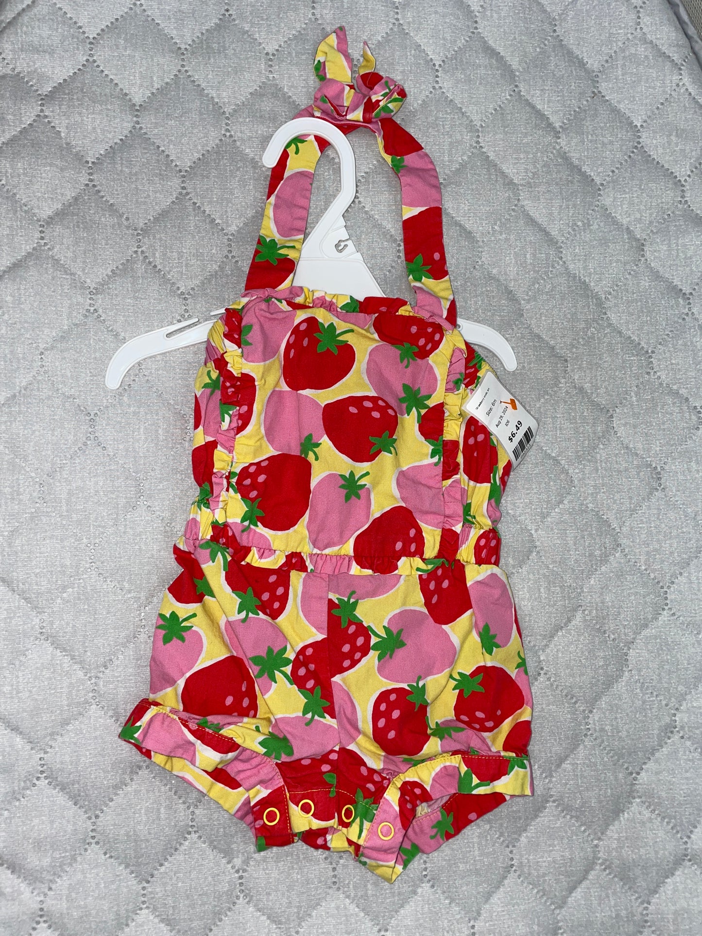 Strawberry onsie, 6m