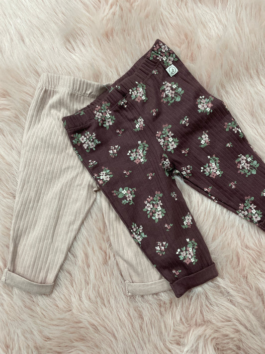 little planet Spring Pant 3m pinkribbed legging set