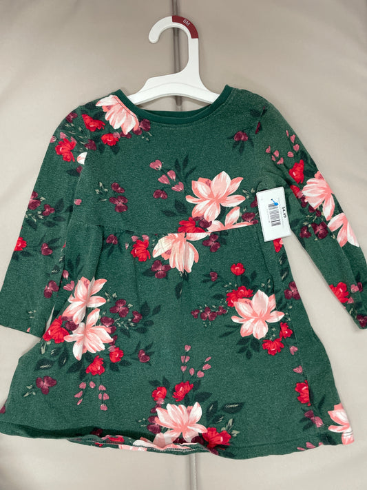 Winter Top 2t Green/Pink Flowers