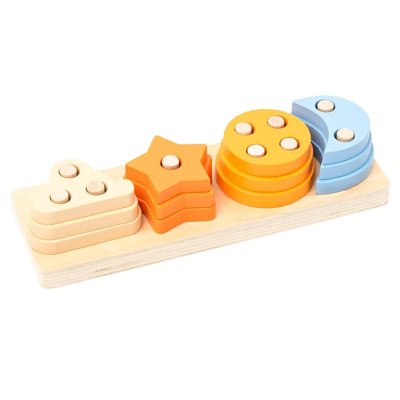 Montessori Wooden Building Blocks – Educational Color & Shape Toy