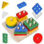 Montessori Wooden Building Blocks – Educational Color & Shape Toy