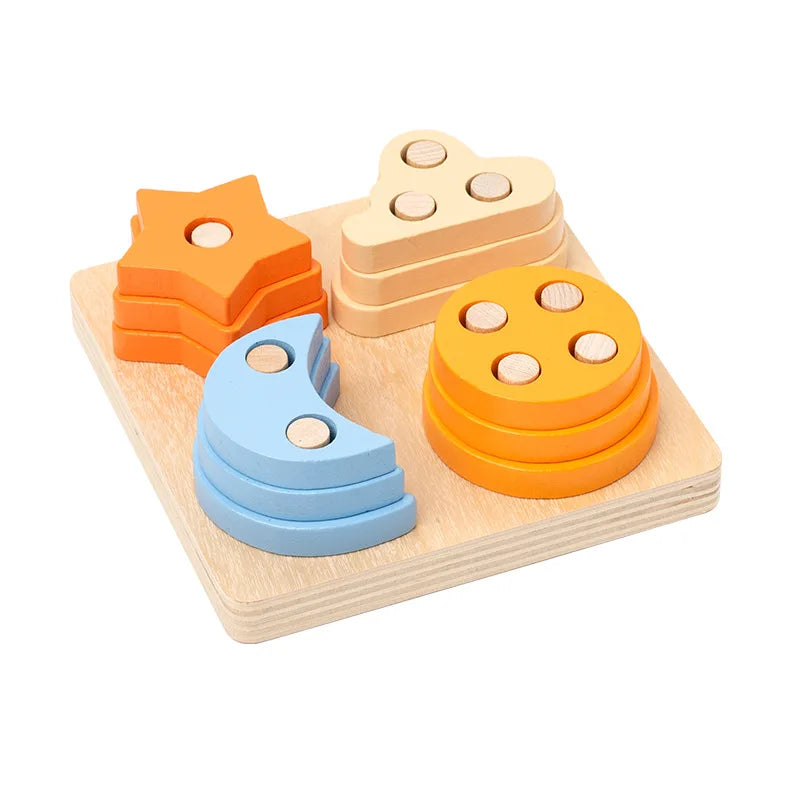 Montessori Wooden Building Blocks – Educational Color & Shape Toy