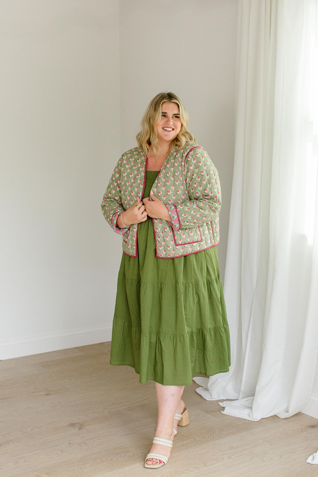 The Emily *Reversible* Quilted Jacket in Pistachio Pink - Final Sale