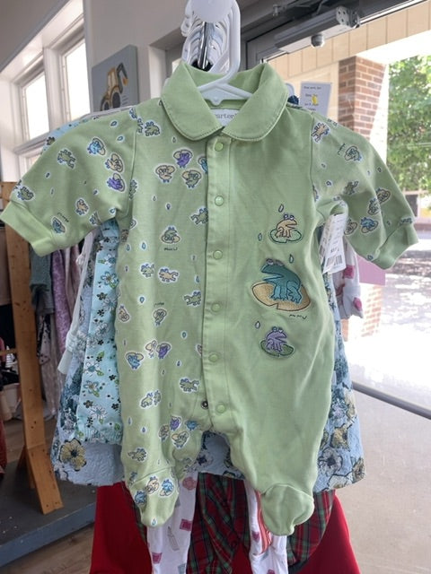 green  one-piece, 0-3m