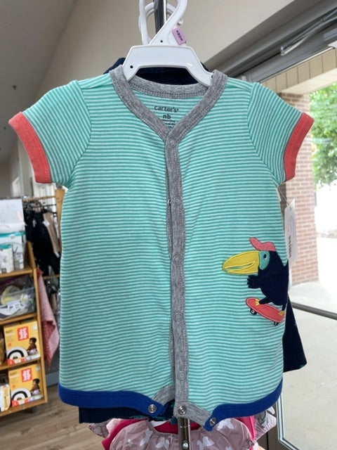 carters toucan striped one-piece