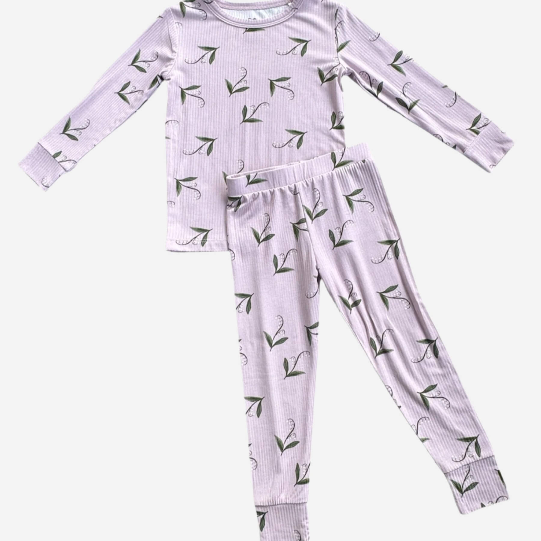 Ribbed Lilies Two-Piece Pajamas